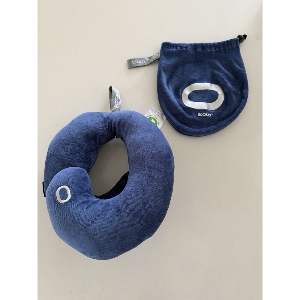BCOZZY 8-12 Y/O Kids Travel Neck Pillow for Car & Airplane, navy blue (medium)